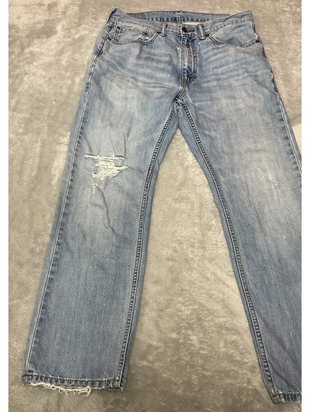 LEVIS 505 Regular Fit MEN'S Jeans Size 34 X 29 Light Wash Distressed
